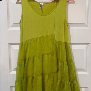 Sleeveless Lime Green Tiered Women's Dress